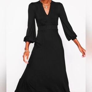 Boden Ivy Smocked Midi Dress Women's Size 6R BLACK